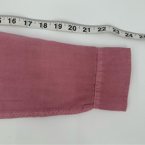 GAP FACTORY Denim Western Shirt Womens M Pink Pearl Snap Long Sleeve Top NEW - Picture 9 of 11